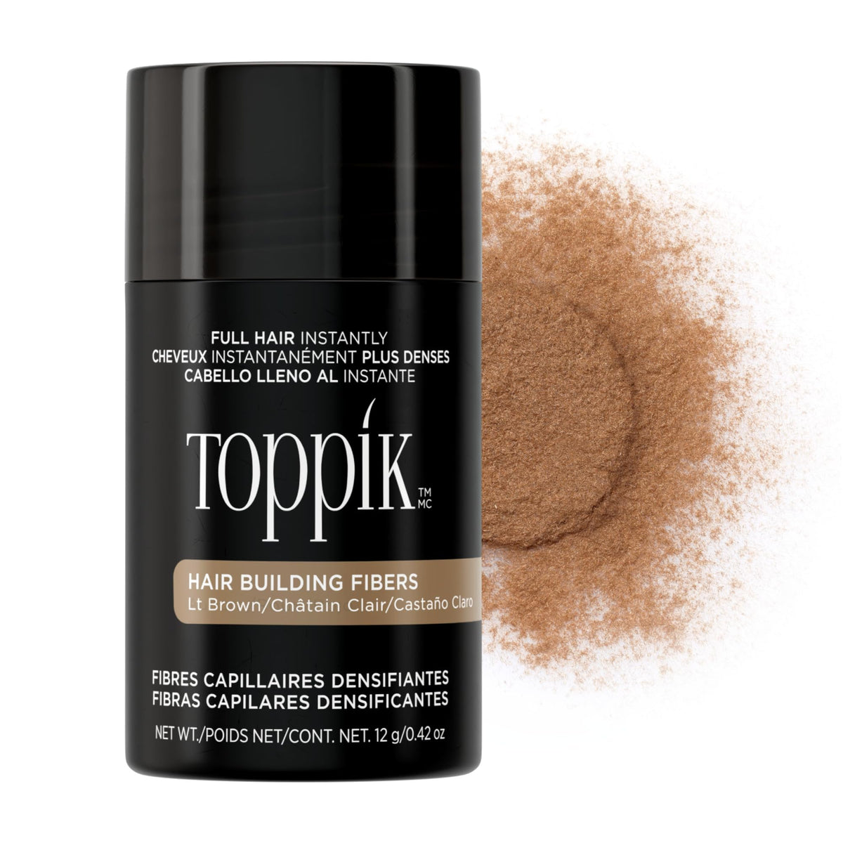 TOPPIK light brown front packaging showing product and shade, instant fuller look