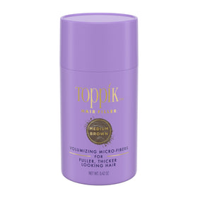 TOPPIK jar front view showing medium brown shade and compact 12g size for portability
