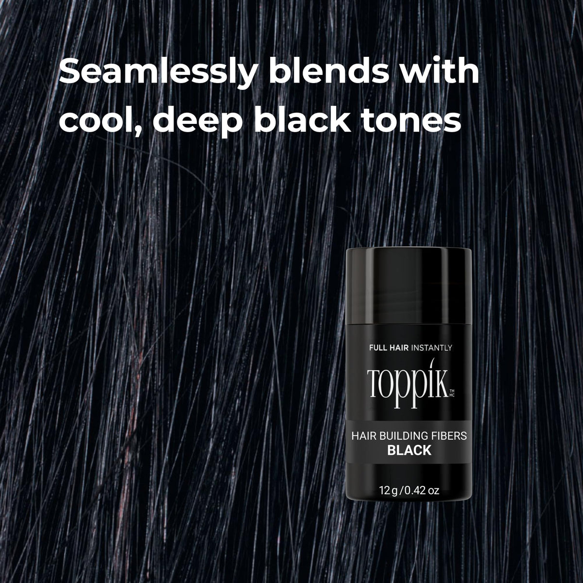 TOPPIK shaker top dispensing fibers for controlled, targeted application