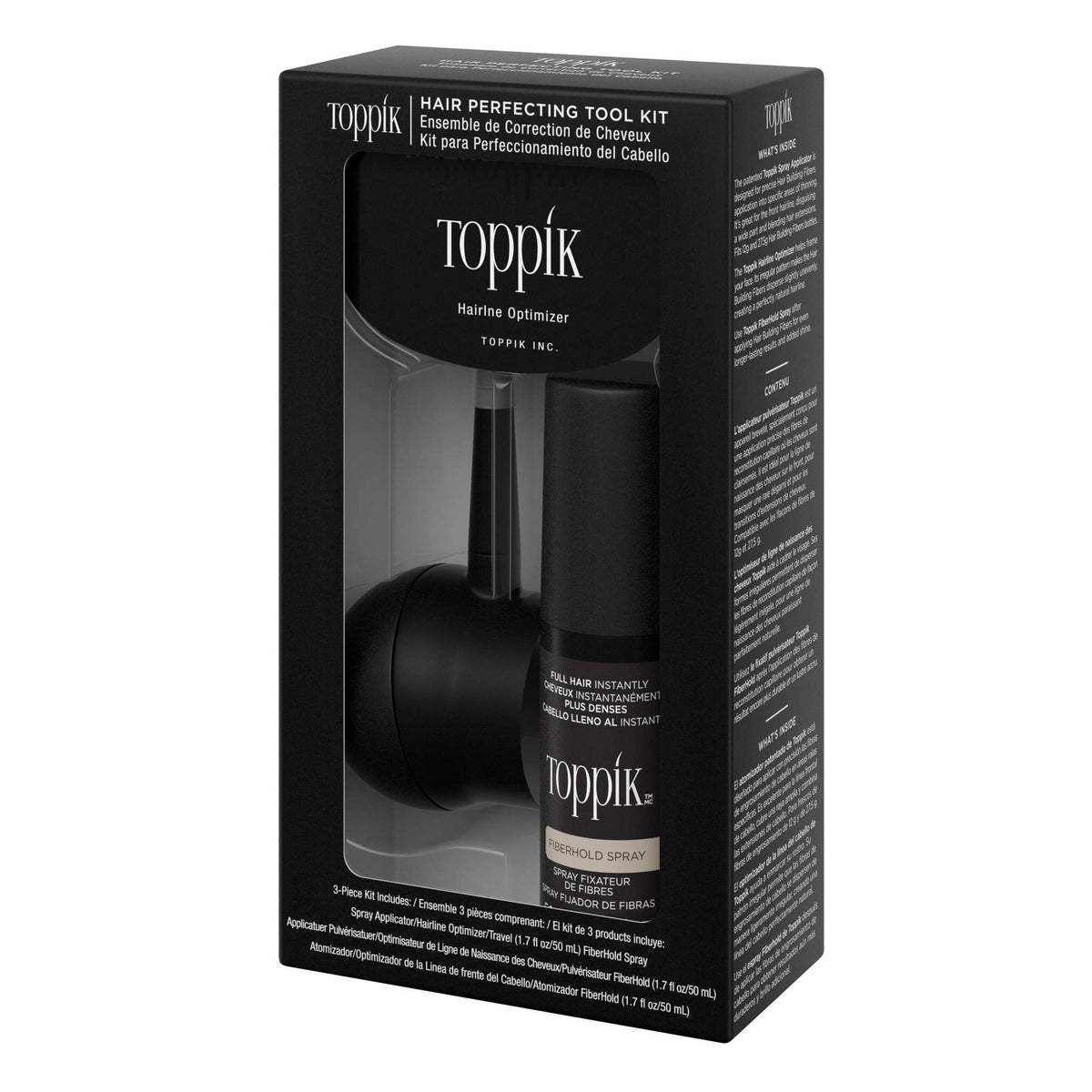 TOPPIK travel Fiber Hold Spray held in hand demonstrating on-the-go hold
