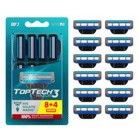 Toptech front packaging showing eight cartridges and value pack benefit