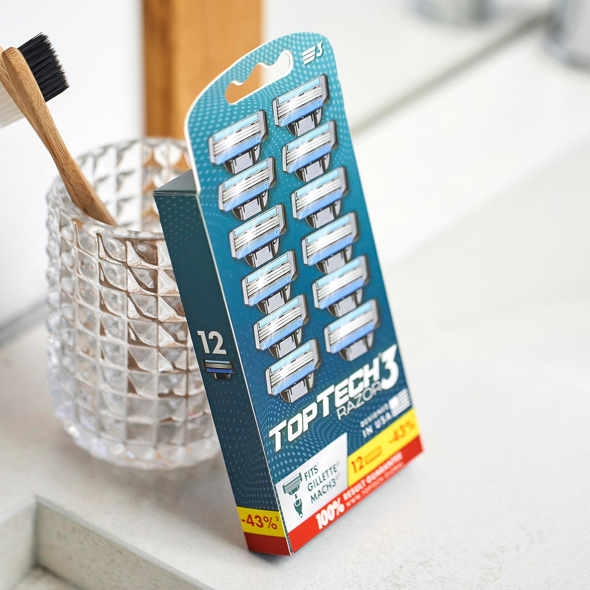 Toptech pack of 12 in bathroom lifestyle suggesting cost savings