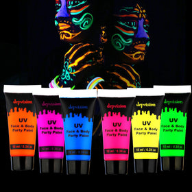 torbers Depvision front view of six neon tubes showing color range and portability