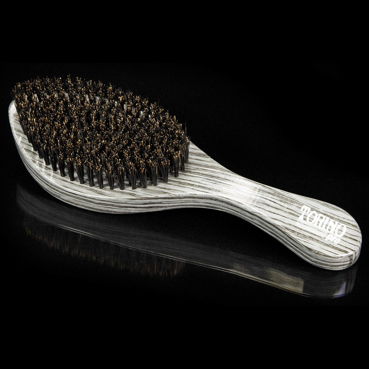 Torino Pro Wave Brushes by Brush King close-up of 100% boar bristles illustrating firm texture and lasting grip