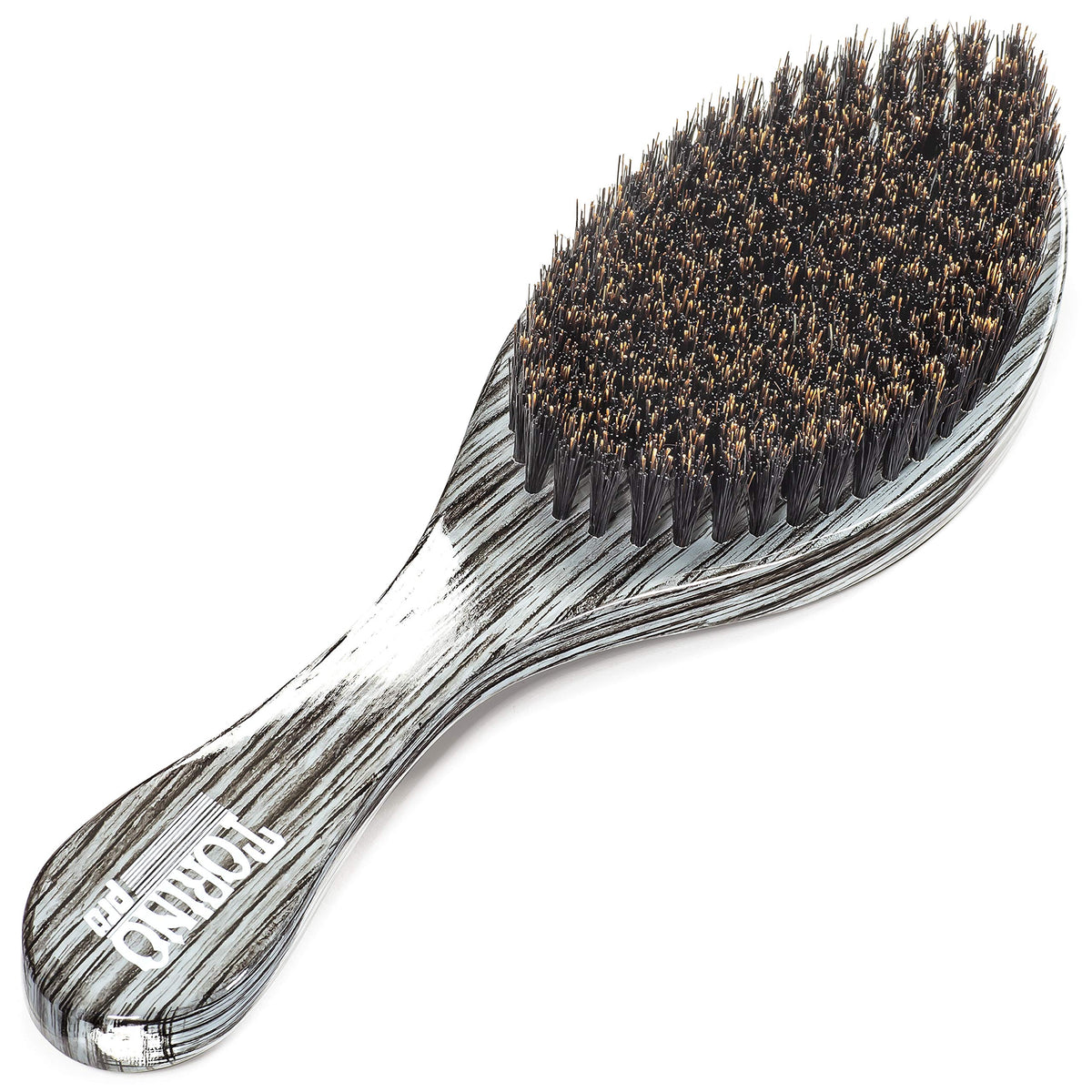 Torino Pro Wave Brushes by Brush King held in hand to show curve ergonomics and improved scalp contact