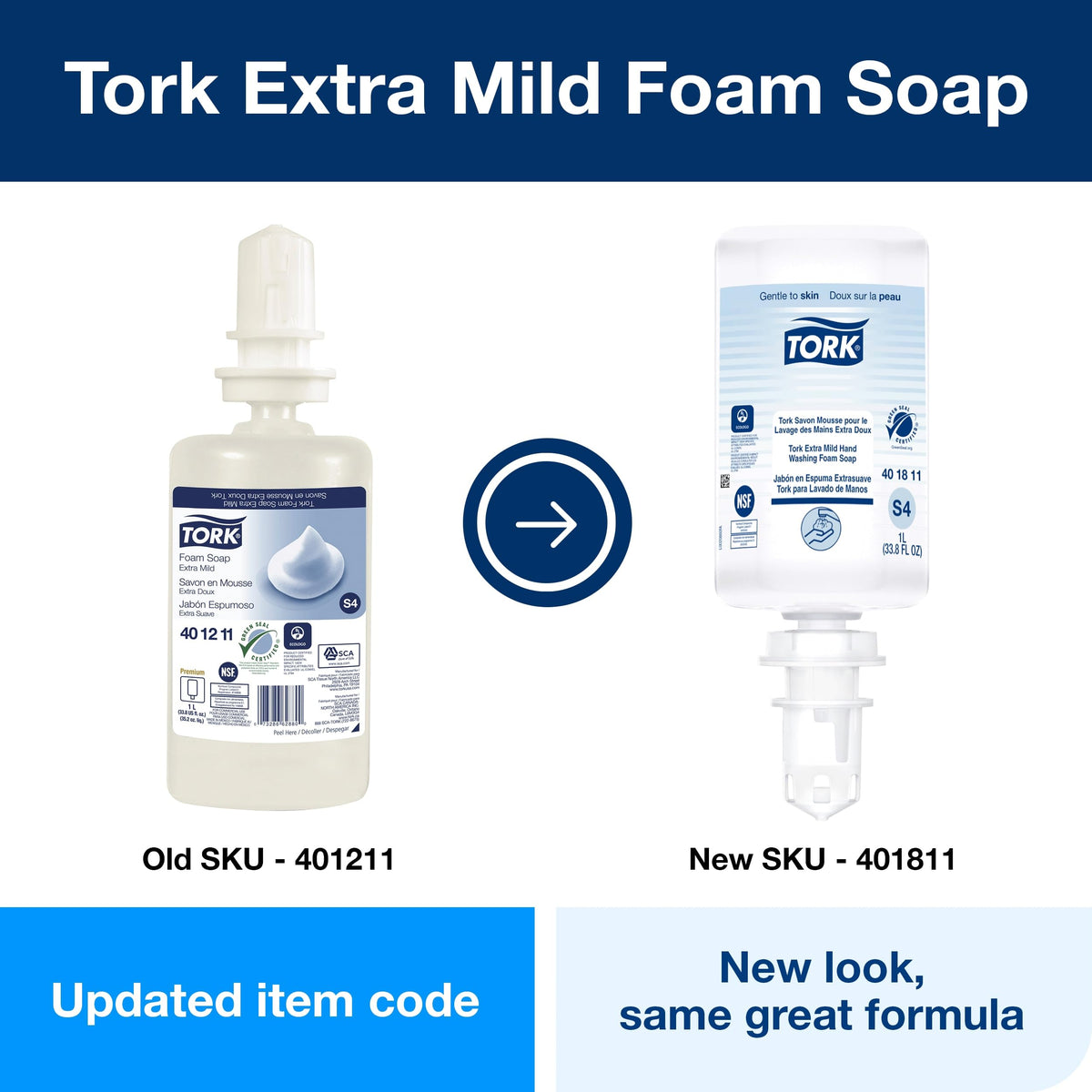 Person applying Tork foam soap in restroom setting showing gentle feel and frequent-use suitability