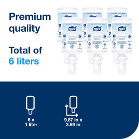 Tork sealed refill close-up highlighting hygienic single-use pump and spill-resistant design