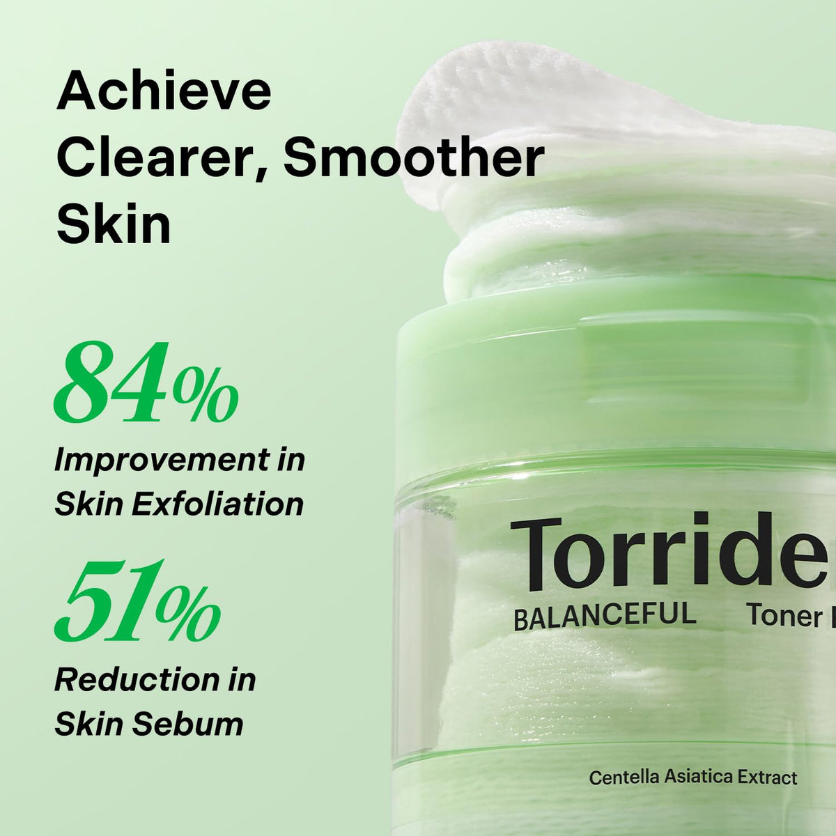 Torriden ingredient label close-up, displays 5D CICA and gentle acids