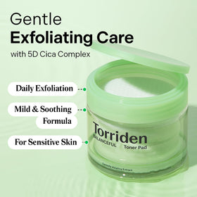 Torriden close-up of embossed pad texture, demonstrates gentle exfoliation