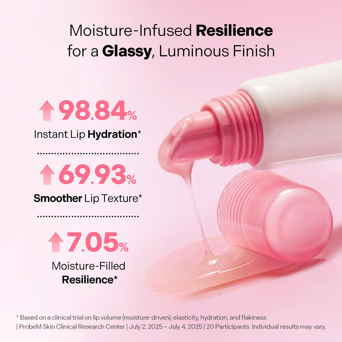 Torriden applied on lips demonstrating instant smooth, glass-like shine
