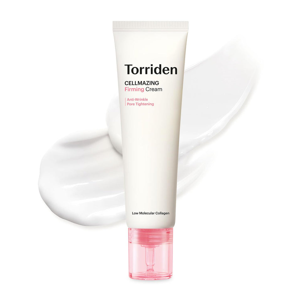 Torriden jar front view showing clean design and firming cream benefits