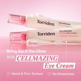 Torriden CELLMAZING cream texture close-up showing lightweight hydration and smooth finish