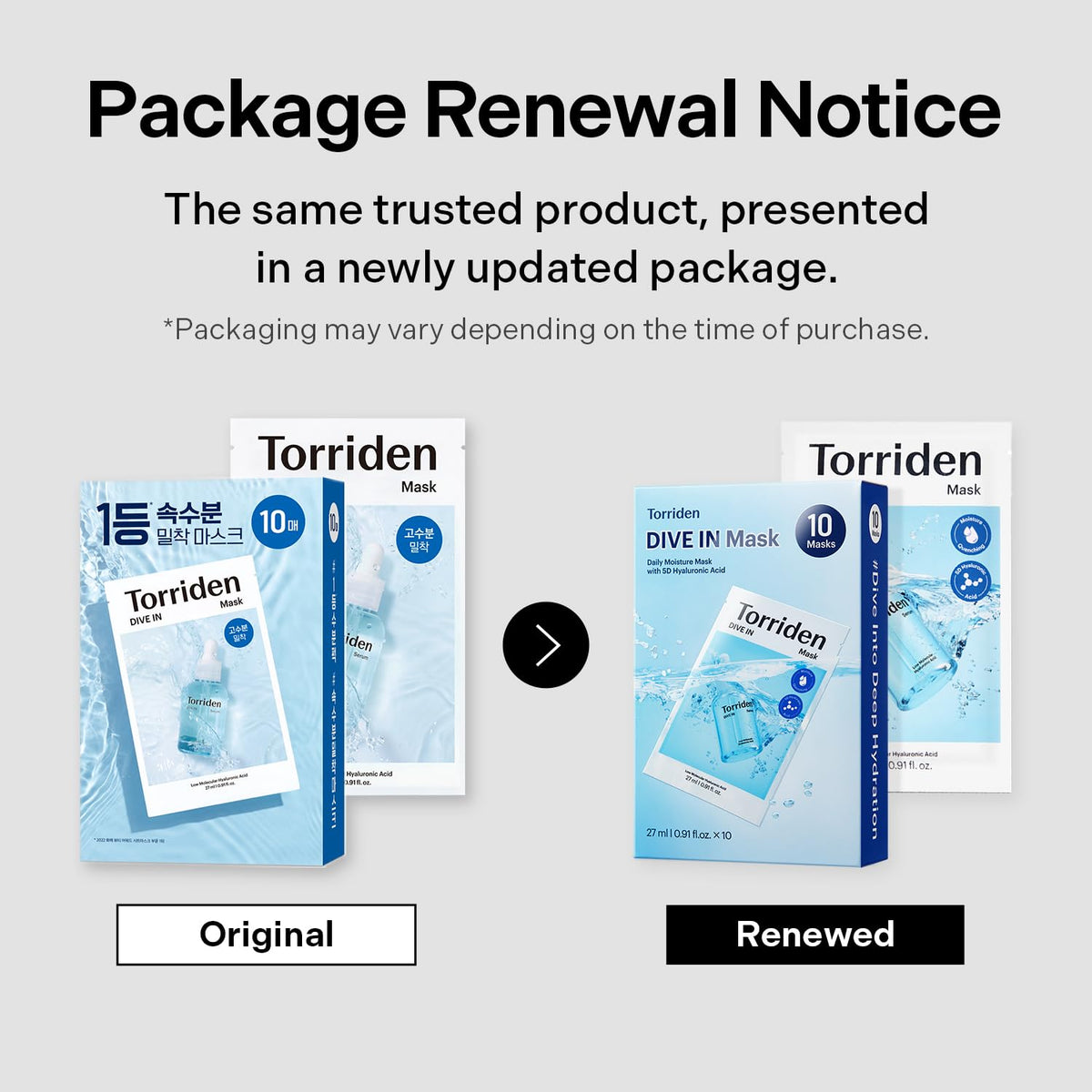 Torriden before and after scale demonstrating visible plumping and smoother skin
