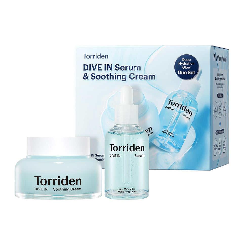 Torriden front packaging showing serum and cream for compact hydration