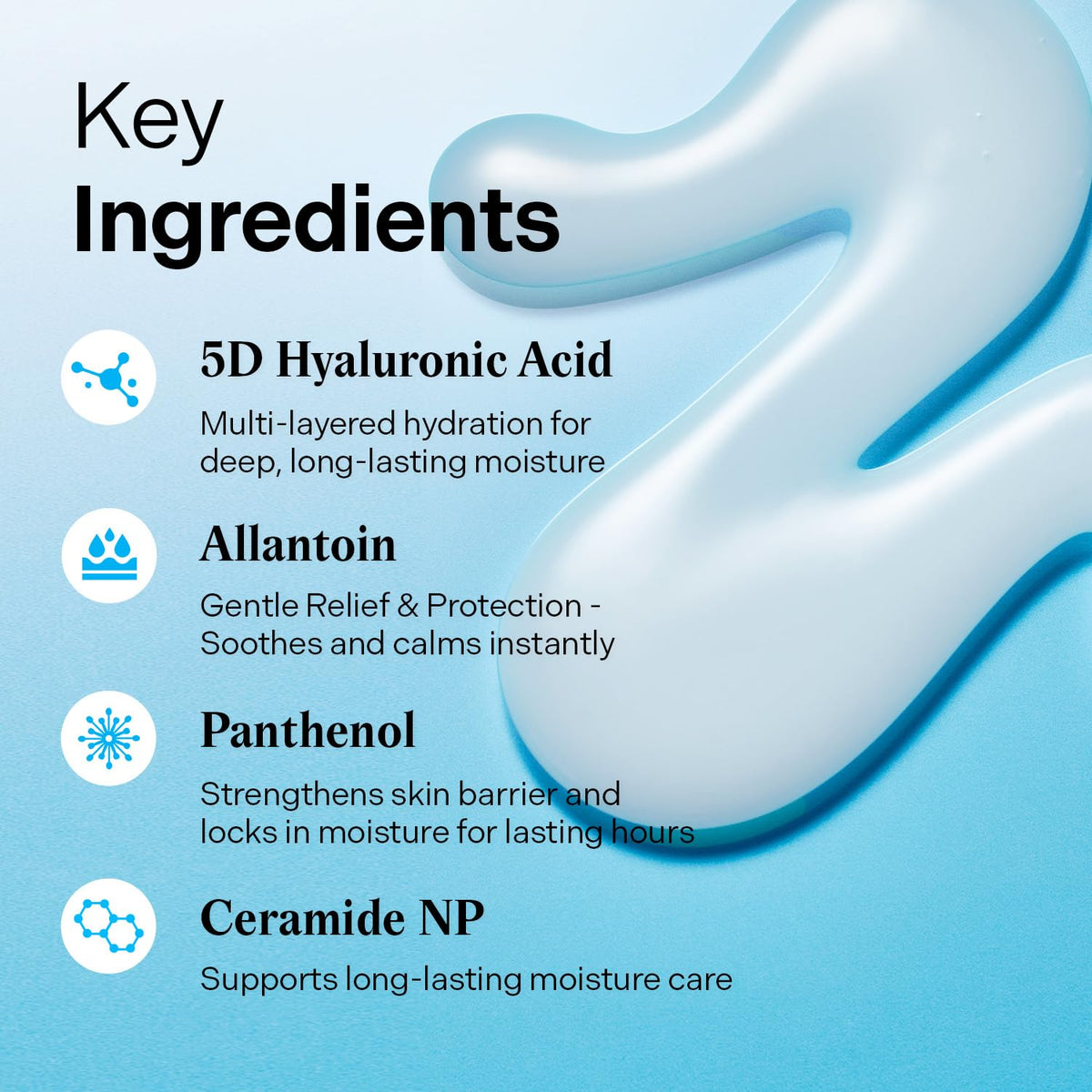 Torriden applied to hand demonstrating quick absorption and soothing feel