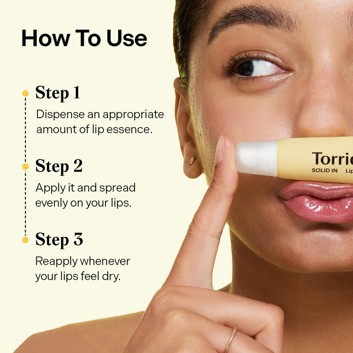Hand holding Torriden tube to show portable, purse-friendly convenience