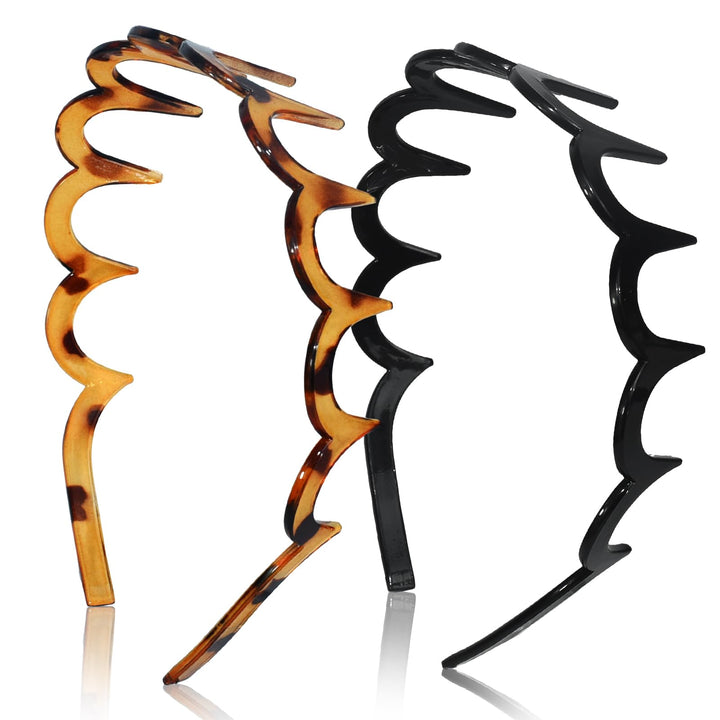 TOSEFES front view of both black and tortoise headbands showing included pair