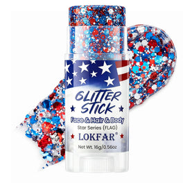 TOSOUATOP front packaging showing red white blue glitter sticks for quick patriotic looks