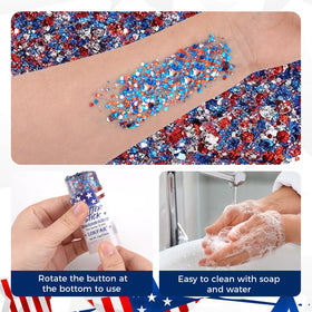 TOSOUATOP size comparison next to a hand to show compact travel-friendly glitter sticks