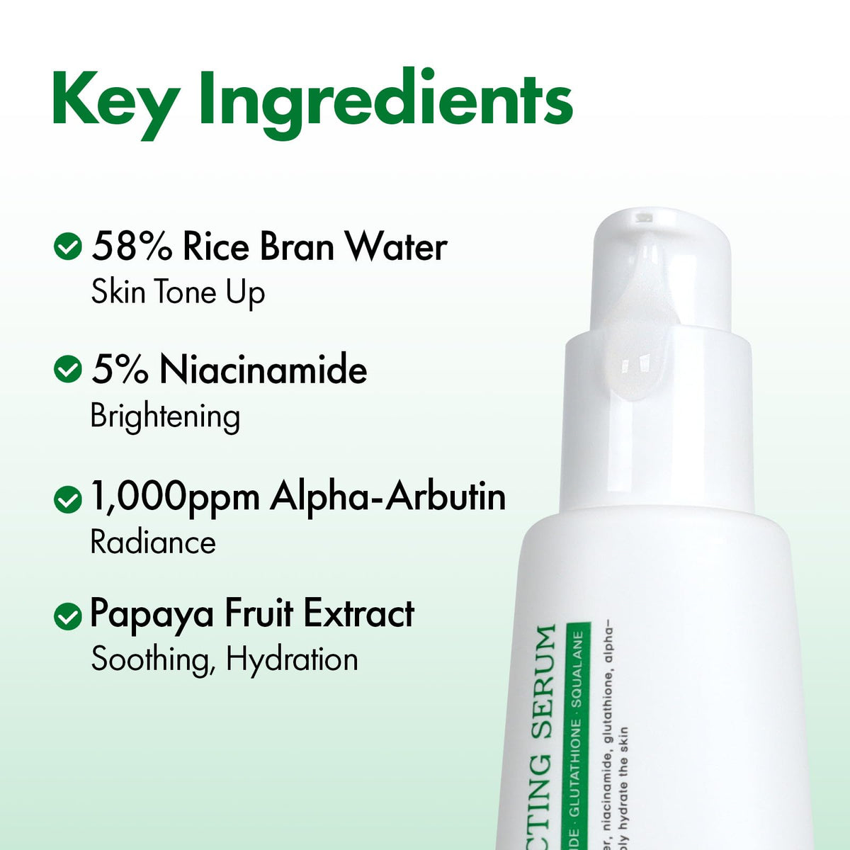 TOSOWOONG bottle label detail highlighting rice bran water and niacinamide