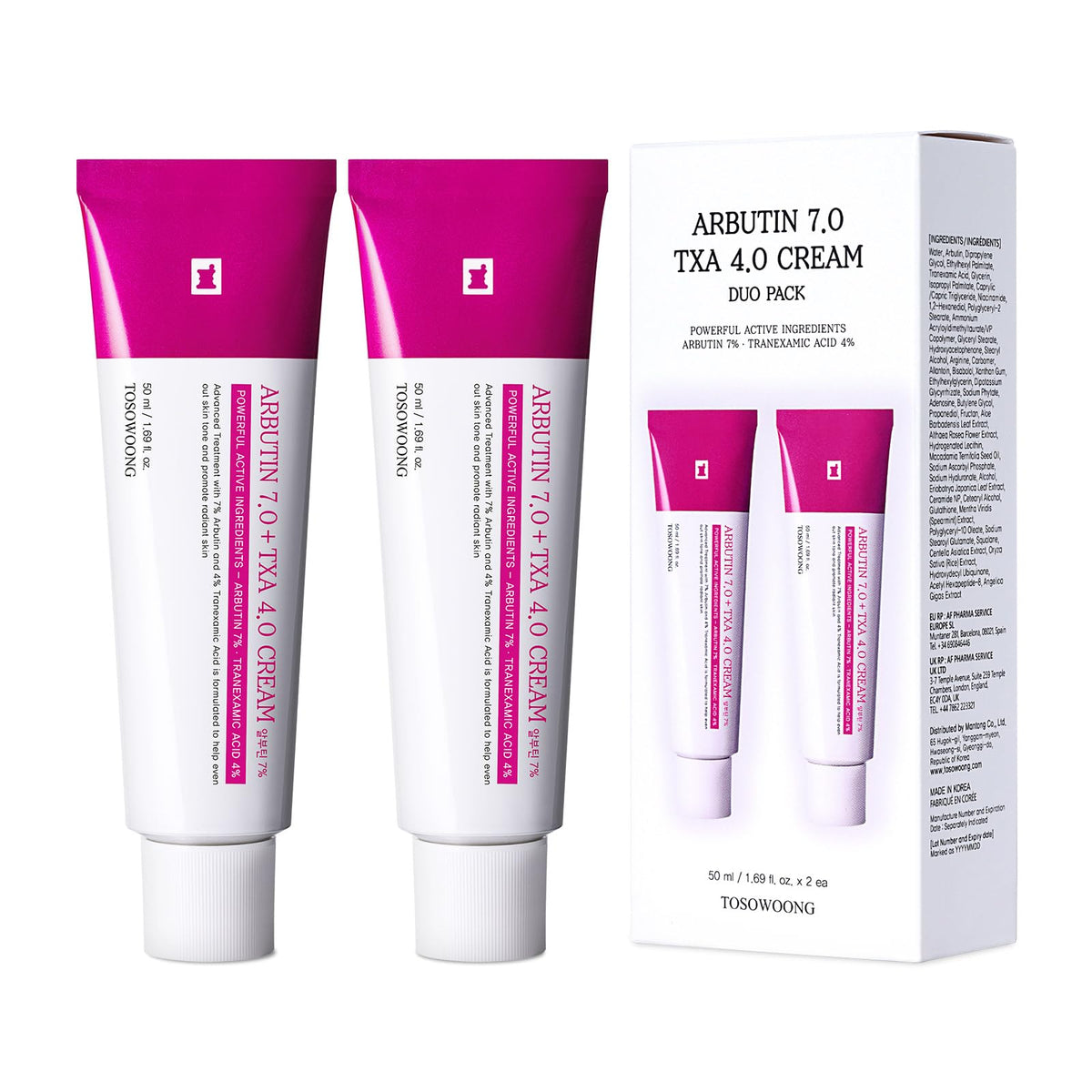 TOSOWOONG front packaging showing dual 50ml bottles and benefits
