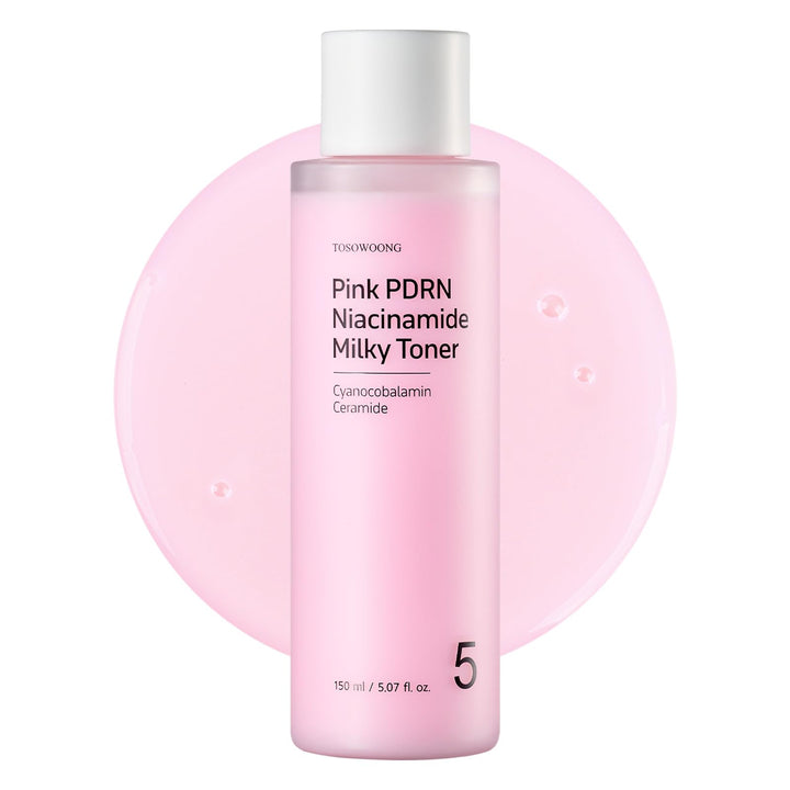 TOSOWOONG front packaging view showing pink milky toner and volume, highlights product clarity