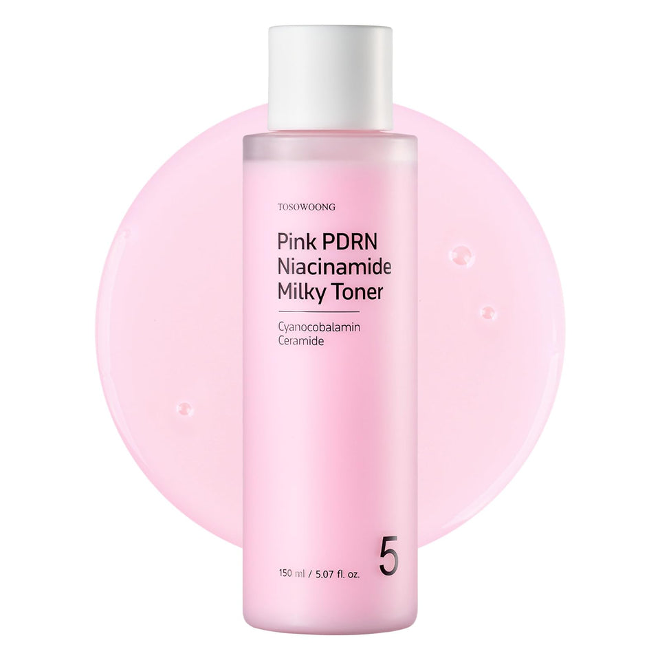 TOSOWOONG front packaging view showing pink milky toner and volume, highlights product clarity