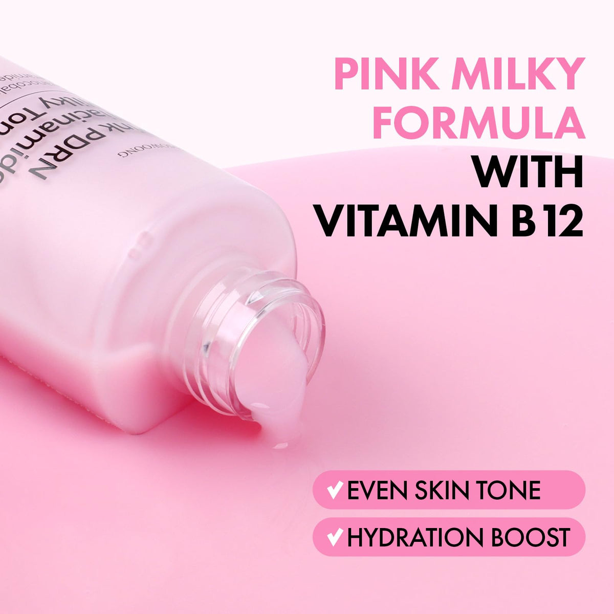 TOSOWOONG label and ingredients close-up showing niacinamide and PDRN benefits for tone