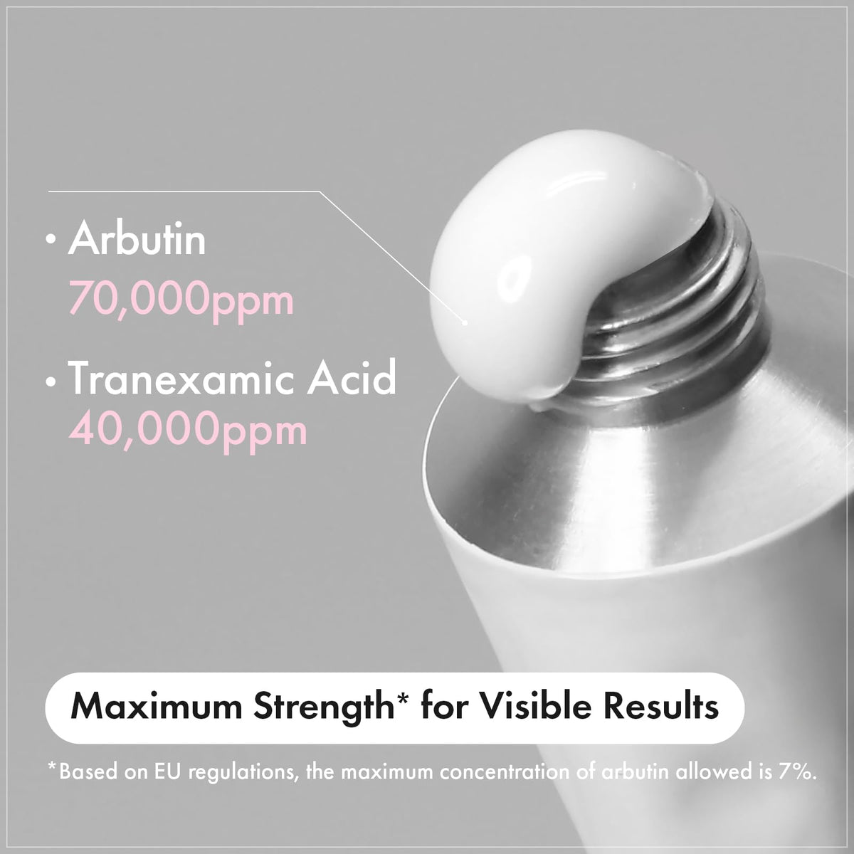 TOSOWOONG label closeup showing arbutin and tranexamic acid strengths