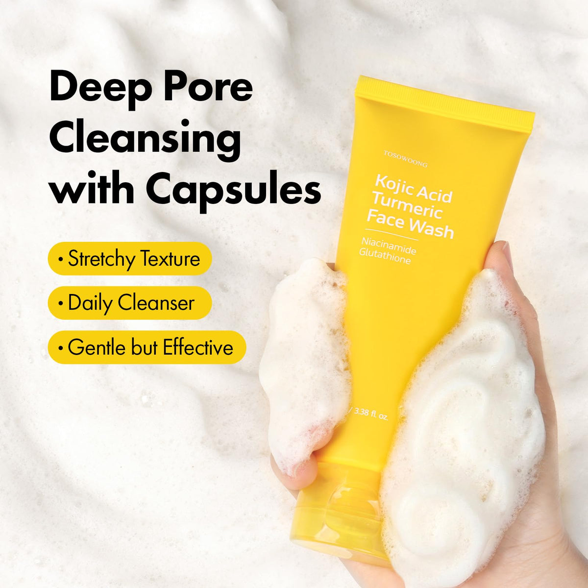 TOSOWOONG ingredients label highlighting kojic acid and turmeric