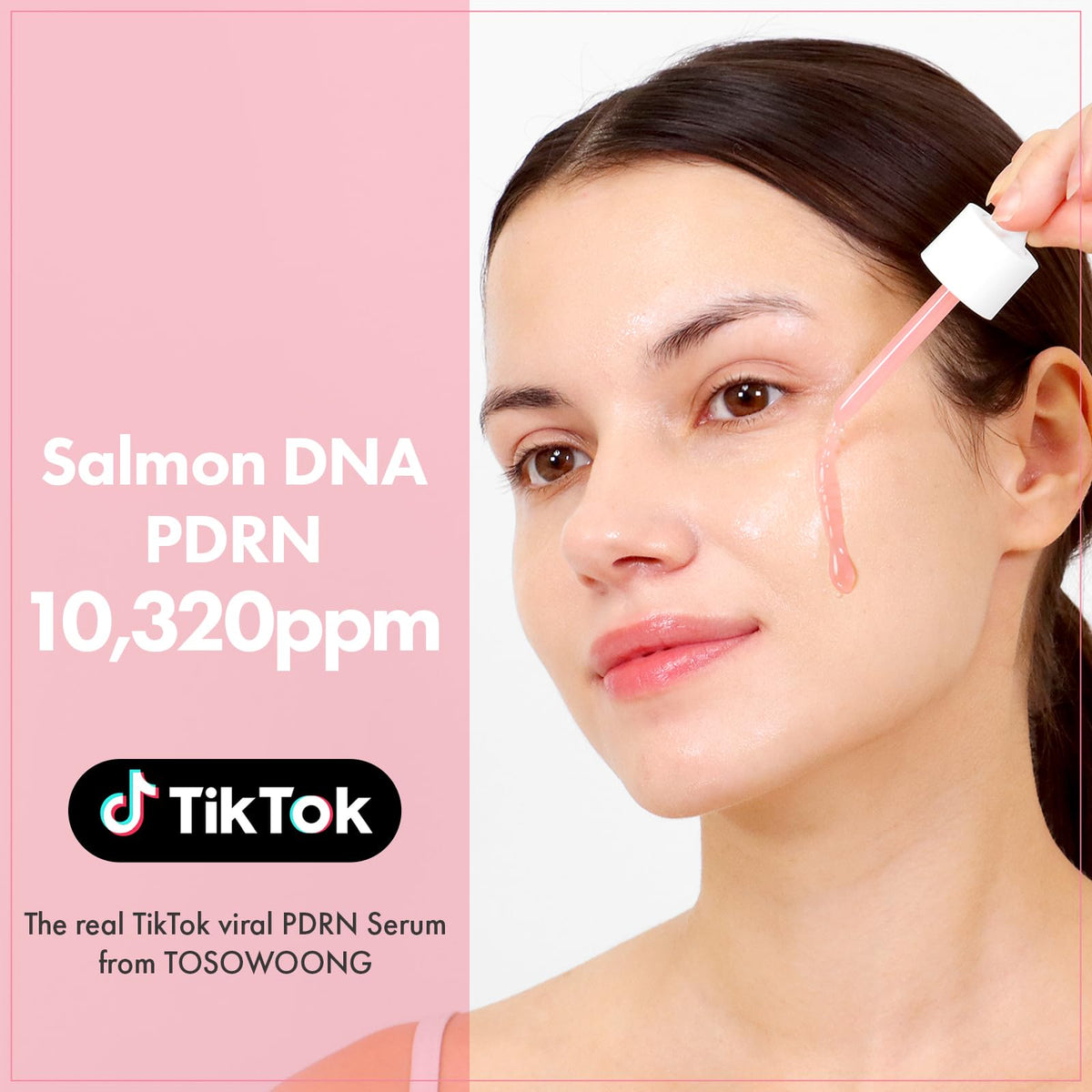 TOSOWOONG pipette dispensing serum onto skin, illustrating controlled application and fast absorption benefit
