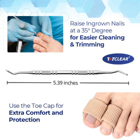 TOTCLEAR silicone toe cap detail demonstrating soft cushioning comfort