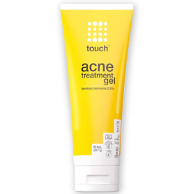 TOUCH front packaging showing 2.5% benzoyl peroxide and clear gel benefits
