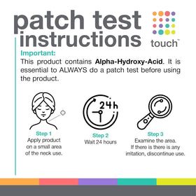 TOUCH bottle on bathroom countertop suggesting daily skincare routine