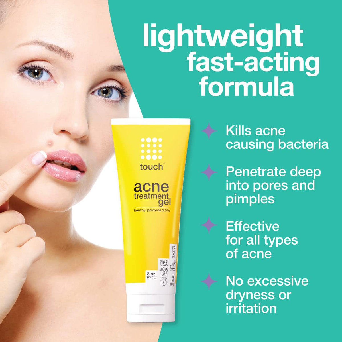 TOUCH close-up of clear gel texture highlighting lightweight absorption