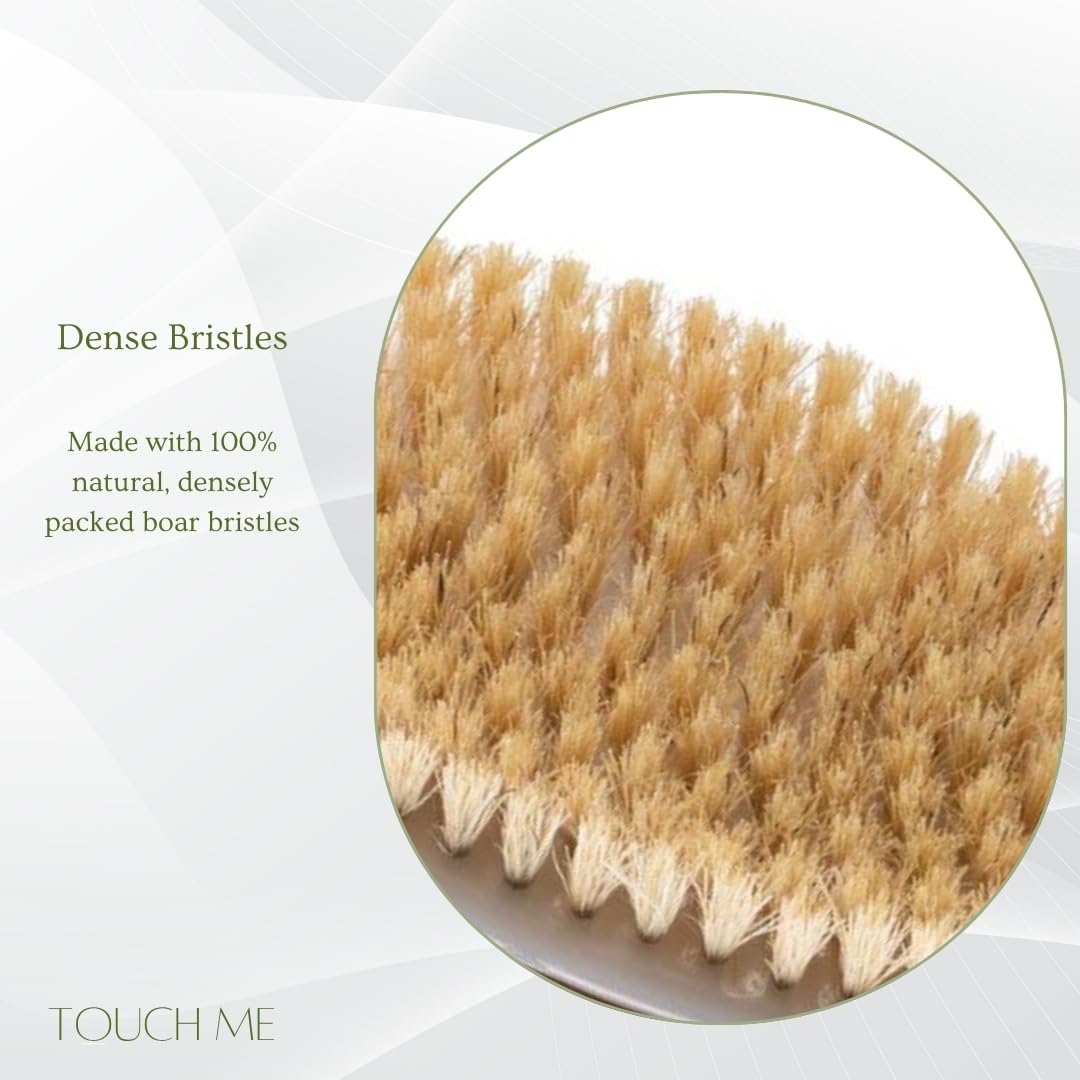 Touch Me natural boar bristles close texture for gentle effective exfoliation