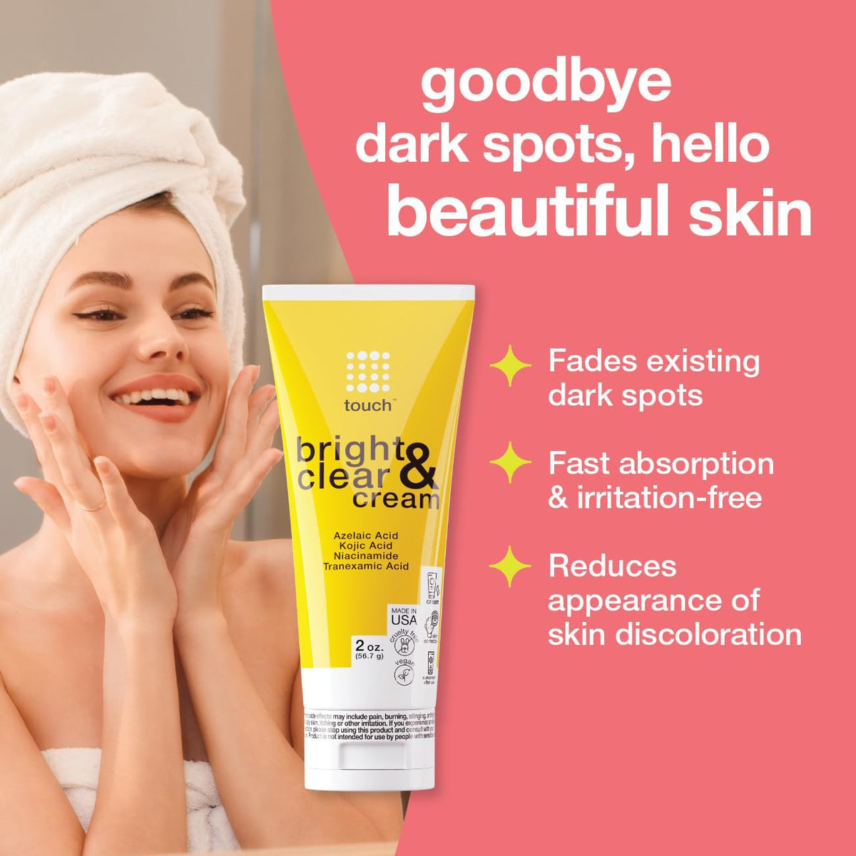 TOUCH Radiance Cream texture close-up showing lightweight, fast-absorbing formula