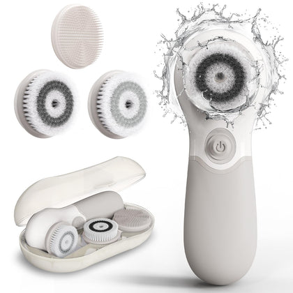 TOUCHBeauty face scrubber front view showing ergonomic handle and button for easy control