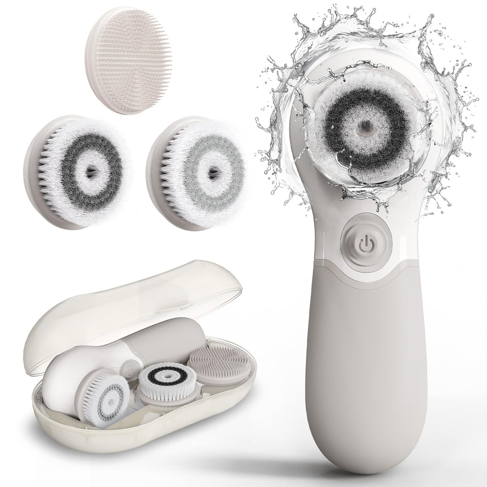 TOUCHBeauty face scrubber front view showing ergonomic handle and button for easy control