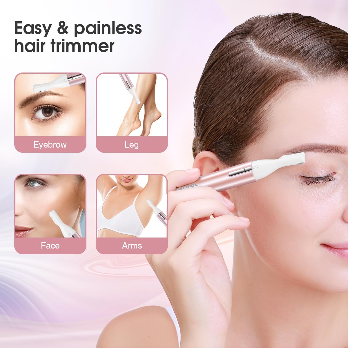 TOUCHBeauty rose-colored body close-up highlighting portable, stylish finish