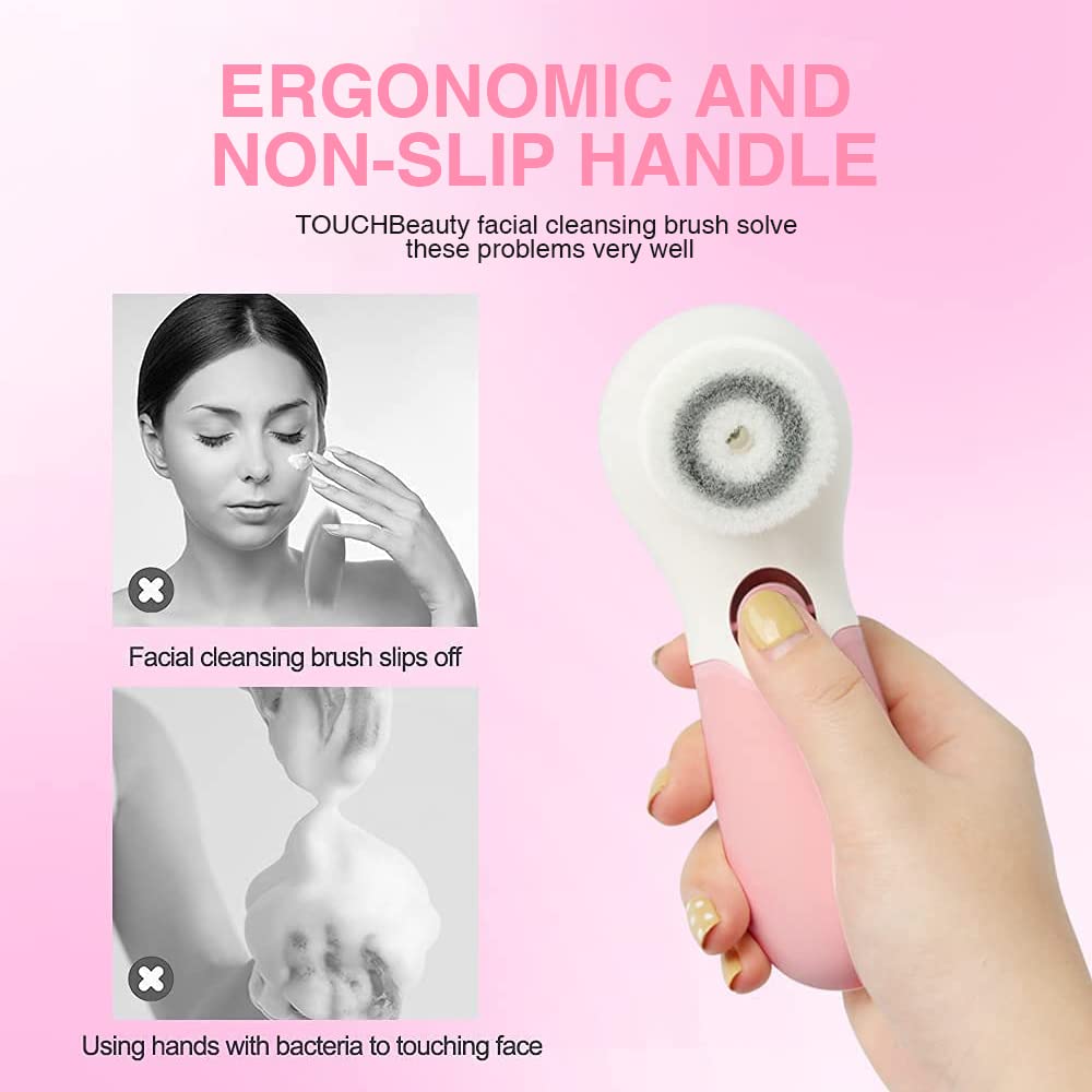 TOUCHBeauty silicone brush head detail showing hygienic, gentle option for sensitive skin