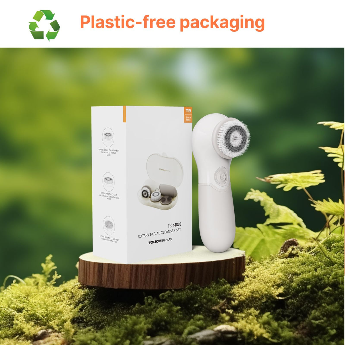 TOUCHBeauty scrubber beside a coin for scale to show compact, lightweight dimensions
