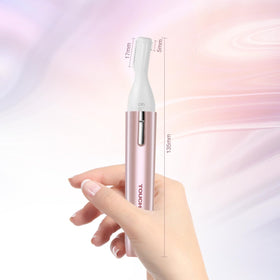 TOUCHBeauty trimmer removing upper-lip hair demonstrating gentle, painless shave