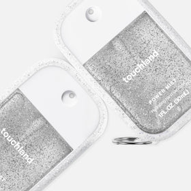 Touchland case attached to keys demonstrating quick access and hands-free carrying benefit