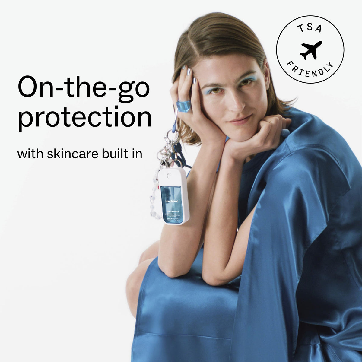 Touchland Confetti Cake size comparison with keychain for pocket portability