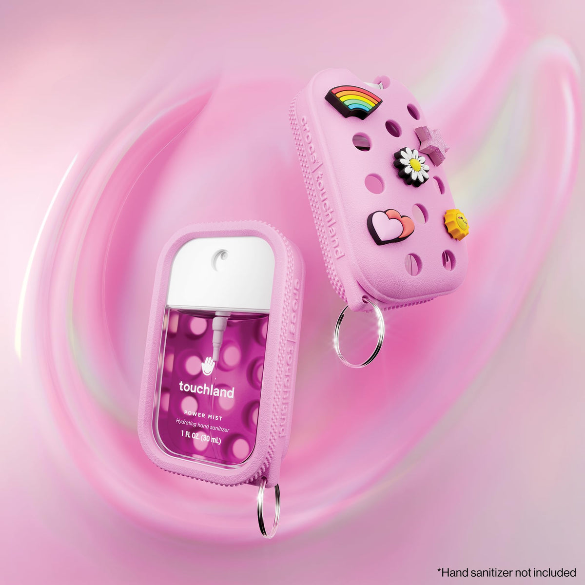 Touchland case metal keyring clip detail by Crocs for quick attachment benefit