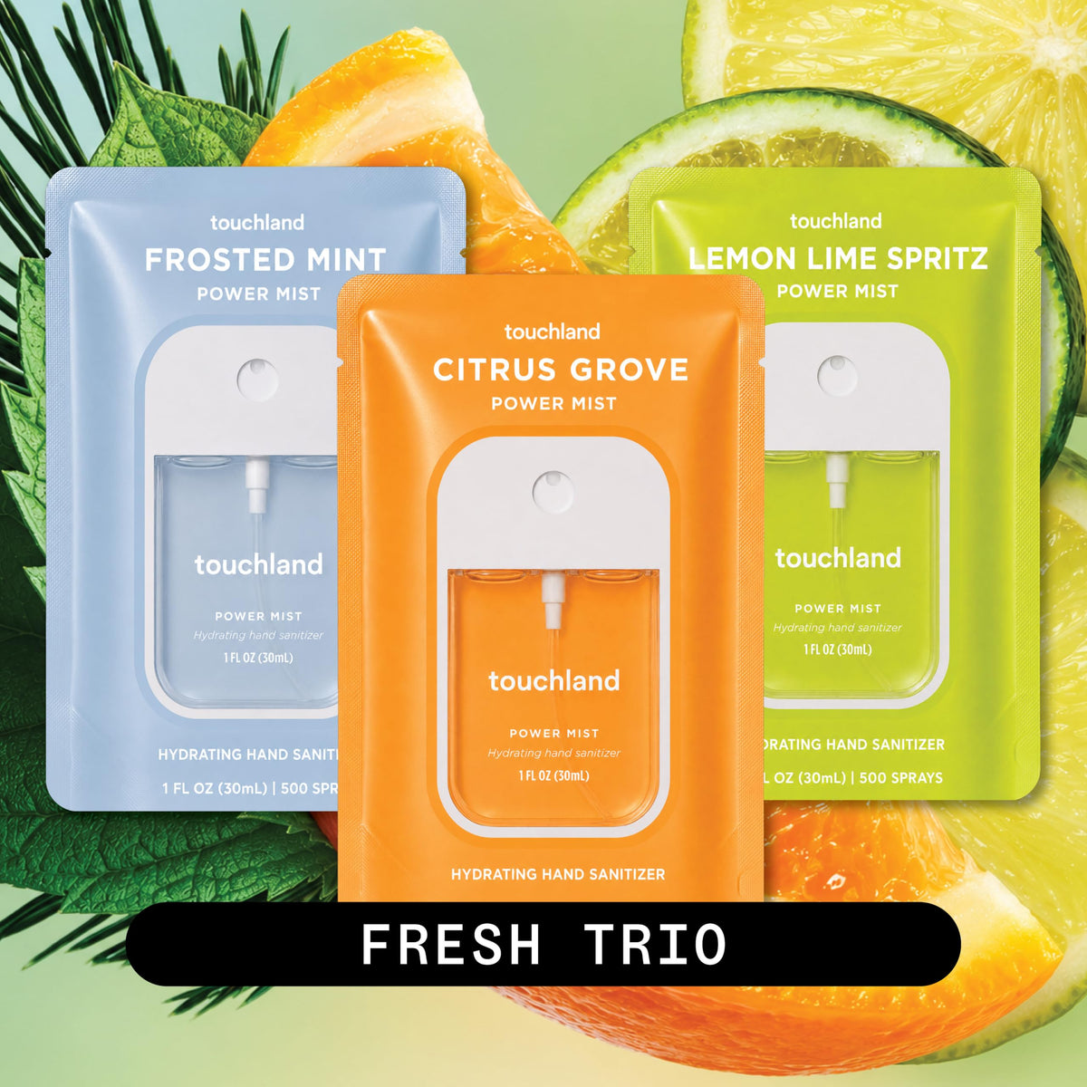 Touchland Frosted Mint close-up nozzle demonstrating precise mist application benefit