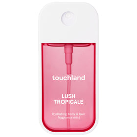 Touchland Lush Tropicale front packaging showing compact travel-friendly bottle and vibrant label