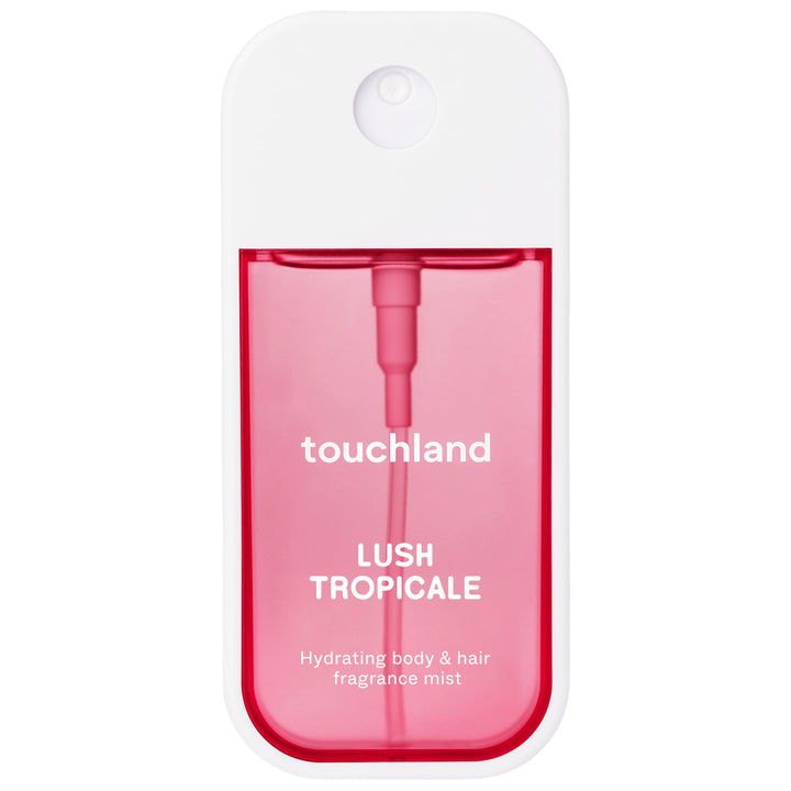 Touchland Lush Tropicale front packaging showing compact travel-friendly bottle and vibrant label