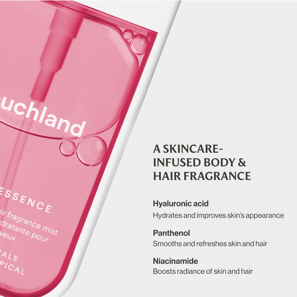 Touchland Lush Tropicale next to keys showing pocket-sized 2 fl oz convenience for travel